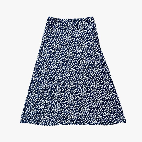 Talbots Petite Maxi Skirt Size MP Medium Petite Dark Blue Floral Pull On Stretch - Picture 1 of 6